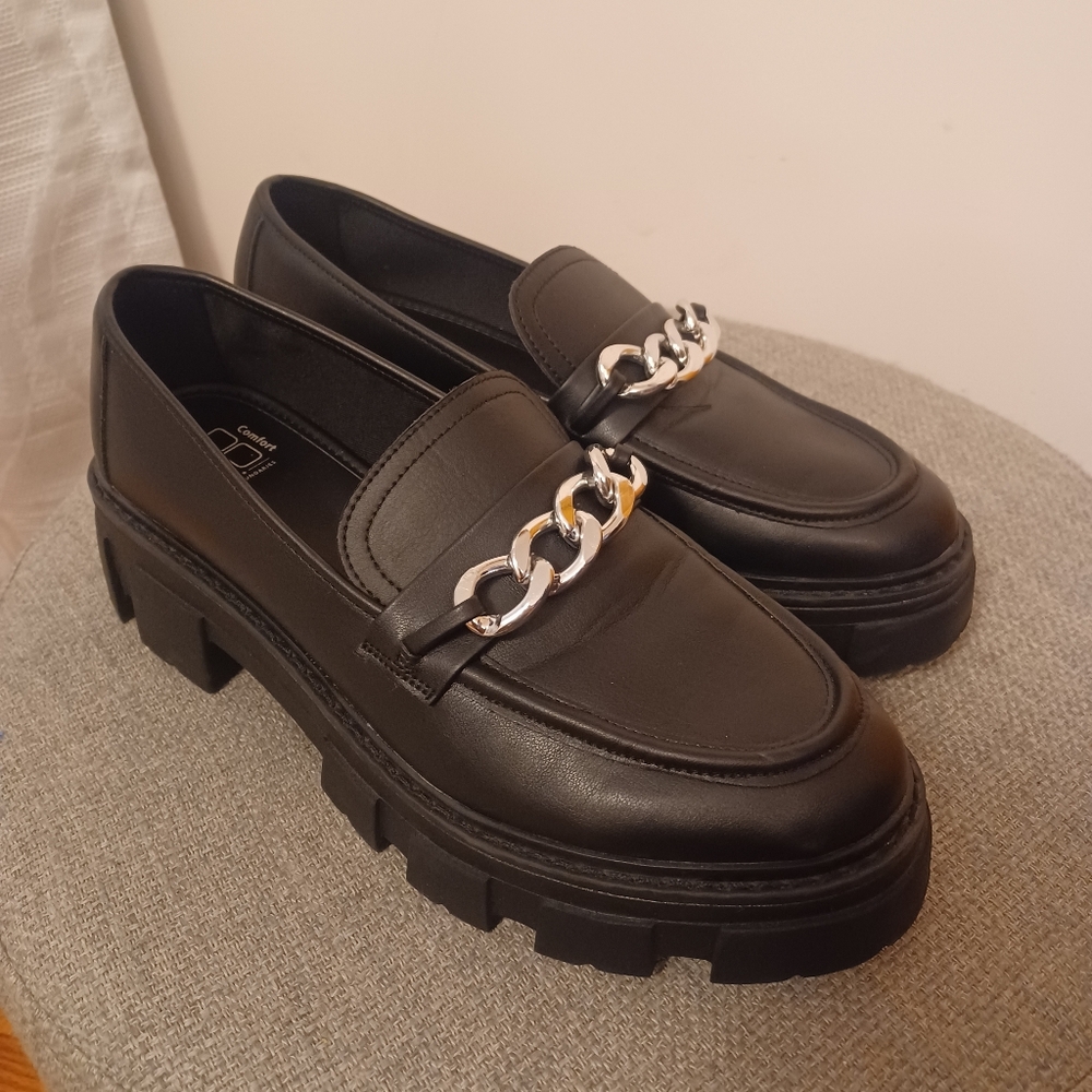 Nobo Chunky Heel Lug Loafers Sz 10